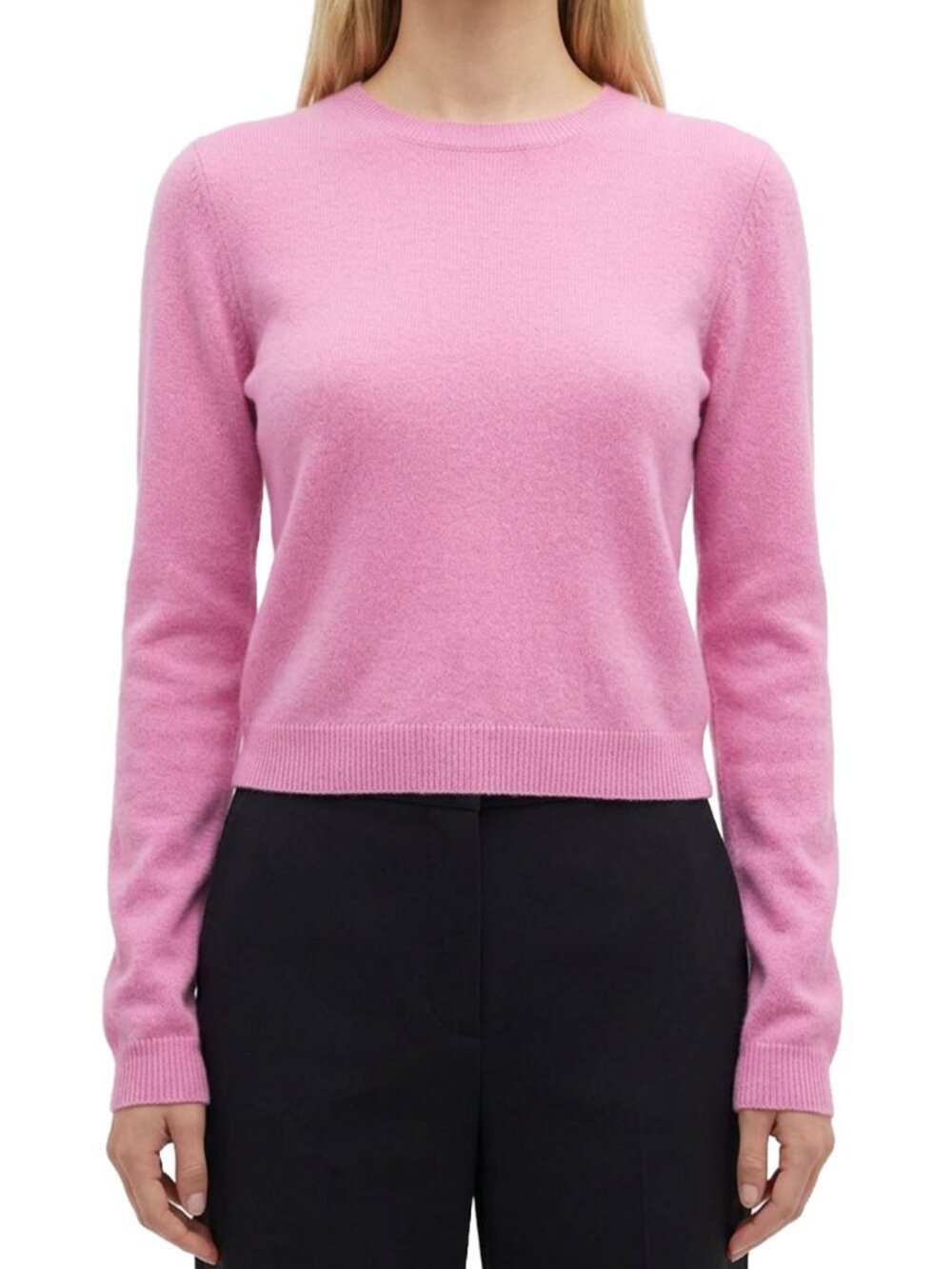 Reformation x Camille Rowe Vann Cashmere Cropped Sweater Pink Crew M